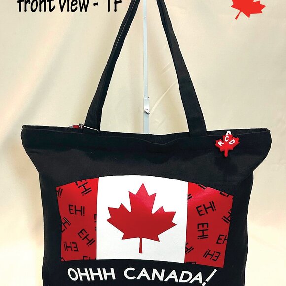 New Custom Designed "CARRY & GO" Large Canvas Tote Bags With Funny Canadiana Gra - Picture 3 of 16